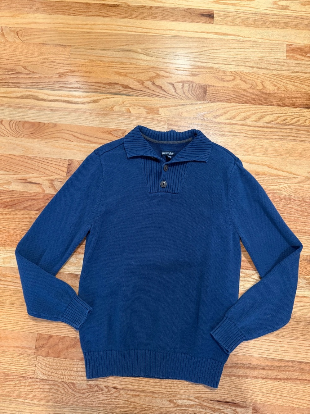 St. John’s Bay Navy 100% Cotton 4-Button Collared Sweater Men’s Small